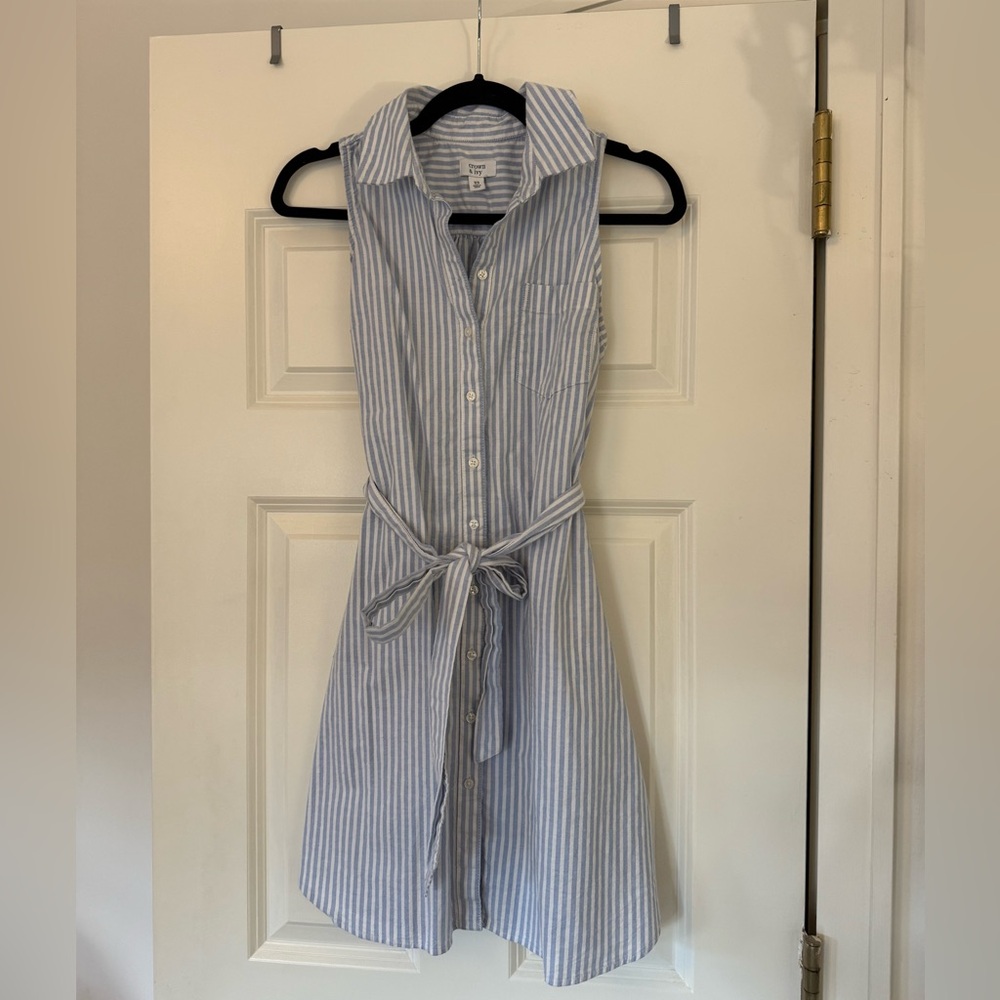 Light Blue Striped Mini Dress - Picture 1 of 5